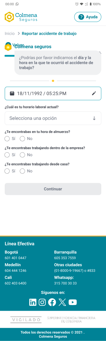 Día y hora del accidente