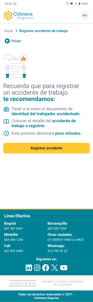 Pantalla de recomendaciones previas